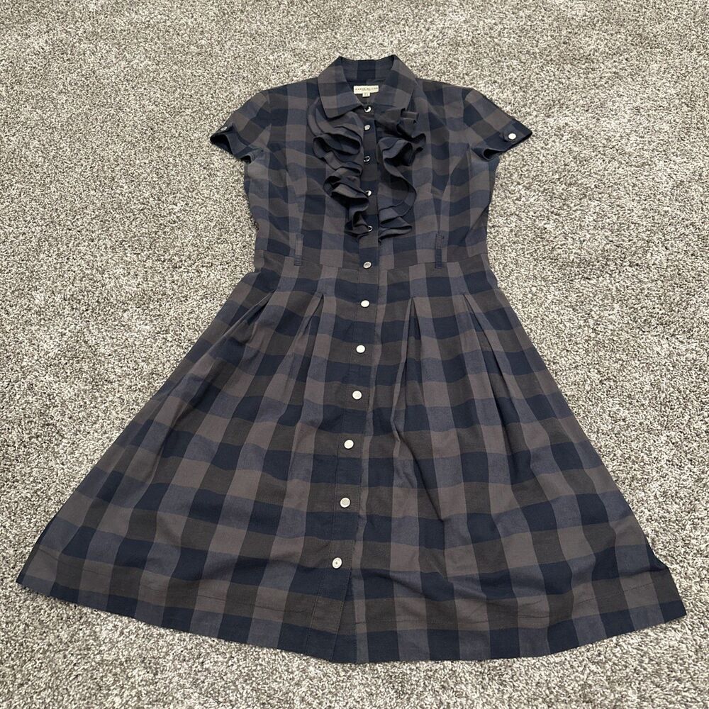 Karen Millen Blue/Brown Check Short Sleeve Dress Women’s U.S. Size 4